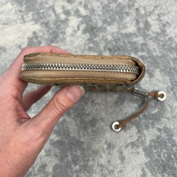 Jimmy Choo Filipa Zip Around Leather Star Studded Wallet Long Tan Silver - Picture 8 of 17